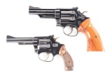 (M+C) LOT OF 2: SMITH & WESSON 19-3 TEXAS RANGER COMMEMORATIVE AND 34 KIT DOUBLE ACTION REVOLVERS.