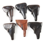 LOT OF 6: EUROPEAN MILITARY LEATHER HOLSTERS.