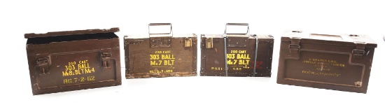 LOT OF 6: 6 WOOD AMMO CRATES OF 3000 ROUNDS OF .303 BRITISH MILITARY AMMUNITION, DATED BETWEEN 1945
