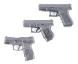 (M) LOT OF 3: GLOCK AND TAURUS SEMI-AUTOMATIC PISTOLS.