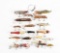 LARGE LOT OF APPROXIMATELY 20 HAND-CARVED FOLK ART-TYPE FISHING LURES.