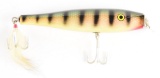GREEN, RED, AND WHTE STRIPED LURE.