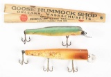 LOT OF 3: 2 LURES AND 1 MEASURING STICK.
