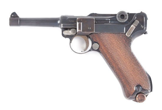 (C) GERMAN WWI DOUBLE DATE NAVY LUGER REWORKED TO A WEIMAR NAVY P.08 SEMI-AUTOMATIC PISTOL.
