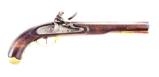 (A) SCARCE T. FRENCH FLINTLOCK NAVY PISTOL MARKED "MARSH".