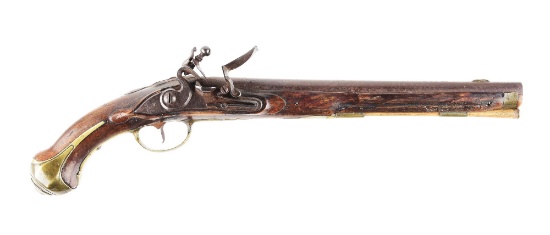 (A) RARE HESSIAN "WL" MONOGRAMMED FLINTLOCK MOUNTED JAEGER DRAGOON PISTOL MARKED FOR WILHELM LANGRAV