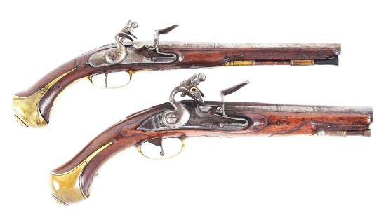 (A) LOT OF TWO DUTCH AND FRENCH FLINTLOCK PISTOLS.