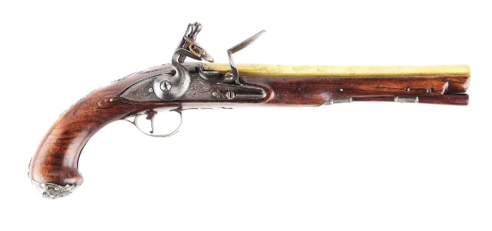 (A) FINE SILVER MOUNTED BRITISH OFFICER'S PISTOL BY HURST & GRICE.