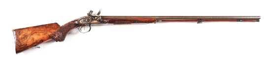 (A) FINE GERMAN FLINTLOCK DOUBLE BARREL SHOTGUN.