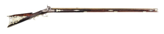 (A) BEAUTIFULLY DECORATED ARTISTIC KENTUCKY RIFLE BY JOSEPH COOPER OF NEW YORK CITY.