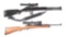 (M) LOT OF 2: RUGER MINI-14 SEMI AUTOMATIC RANCH RIFLES WITH SCOPES.