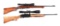 (M) LOT OF 2: WINCHESTER MODEL 100 AND REMINGTON MODEL 740 SEMI AUTOMATIC RIFLES WITH SCOPES.