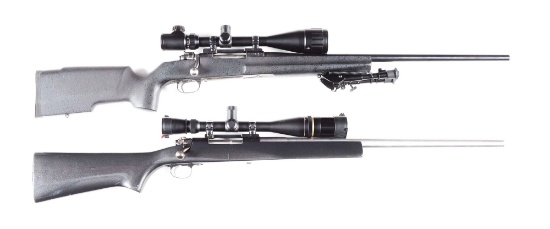 (C) LOT OF 2: CUSTOMIZED CZ VZ24 AND PRE-64 WINCHESTER MODEL 70 BOLT ACTION RIFLES WITH SCOPES.