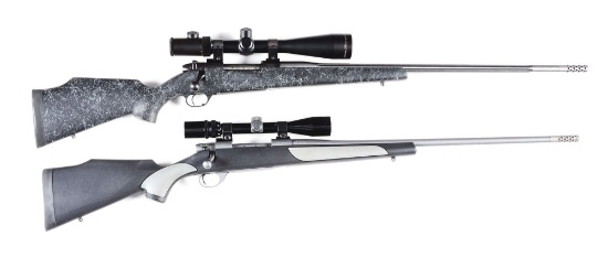 (M) LOT OF 2: WEATHERBY MARK V AND VANGUARD BOLT ACTION RIFLES WITH SCOPES