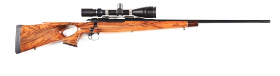 (M) CUSTOM WEATHERBY MARK V BOLT ACTION RIFLE WITH SCOPE.