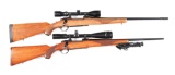 (M) LOT OF 2: RUGER M77 BOLT ACTION RIFLES WITH SCOPES.
