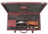 (M) CASED FRANZ SODIA SIDELOCK .375 H&H AND .458 WIN. MAG. DOUBLE RIFLE.