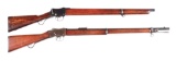 (C) LOT OF 2: GREENER POLICE SHOTGUN AND ENFIELD MARTINI RIFLE.