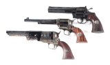(M) COLT AMERICAN BICENTENNIAL COMMEMORATIVE THREE REVOLVER SET IN DISPLAY CABINET.