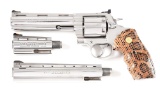 (M) COLT ANACONDA DOUBLE ACTION REVOLVER WITH SNAKESKIN GRIPS AND EXTRA BARRELS.