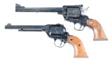 (M) LOT OF 2: RUGER NEW MODEL BLACKHAWK .45 AND RUGER SINGLE SIX .22 SINGLE ACTION REVOLVERS WITH BO