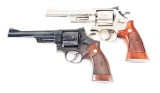 (M) LOT OF 2: SMITH & WESSON MODEL 27-2 AND 27 .357 MAGNUM DOUBLE ACTION REVOLVERS.