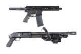(M) LOT OF 2: AMERICAN TACTICAL OMNI HYBRID SEMI-AUTOMATIC PISTOL AND MOSSBERG 500 ZOMBIE EDITION SH