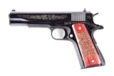 (M) COLT ENGRAVER SERIES GUSTAVE YOUNG GOVERNMENT MODEL SEMI-AUTOMATIC PISTOL WITH FACTORY CASE.