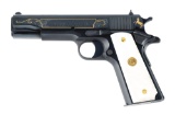 (M) COLT GOVERNMENT MODEL LEW HORTON BLUE STALLION EDITION SEMI-AUTOMATIC PISTOL.