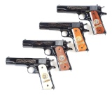 (M) COMPLETE SET OF 4 COLT COMMEMORATIVE WORLD WAR I 1911 SEMI-AUTOMATIC PISTOLS WITH MATCHING NUMBE