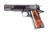 (M) ENGRAVED LEW HORTON EXCLUSIVE COLT SERIES 70 1911 SEMI-AUTOMATIC PISTOL WITH FACTORY CASE.