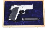 (M) FACTORY ENGRAVED SMITH & WESSON MODEL 469 SEMI AUTOMATIC PISTOL IN PRESENTATION CASE.