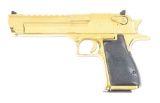 (M) GOLD PLATED MAGNUM RESEARCH DESERT EAGLE .44 MAGNUM SEMI-AUTOMATIC PISTOL WITH CASE.