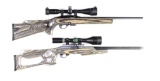 (M) LOT OF 2: REMINGTON 597 MAGNUM AND MAGNUM RESEARCH MLR-1722M SEMI AUTOMATIC RIFLES WITH SCOPES.