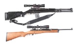 (M) LOT OF 2: RUGER MINI-14 SEMI AUTOMATIC RANCH RIFLES WITH SCOPES.