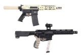 (M) LOT OF 2: TOSSAN CUSTOM RUGER AR556 AND AMERICAN TACTICAL MILSPORT SEMI-AUTOMATIC PISTOLS.