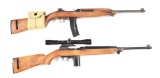 (M) LOT OF 2: POST WORLD WAR II M1 CARBINE SEMI AUTOMATIC RIFLES