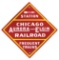 CHICAGO AURORA & ELGIN RAILROAD PORCELAIN DIRECTIONAL SIGN.