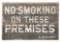 NO SMOKING ON THESE PREMISES HAND PAINTED WOOD SIGN FOR NEW YORK, NEW HAVEN & HARTFORD RAILROAD.