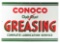 RARE CONOCO CHEK-CHART GREASING PORCELAIN SERVICE STATION SIGN.