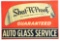 SHAT-R-PROOF AUTO GLASS SERVICE TIN SIGN W/ WINDSHIELD GLASS GRAPHIC.