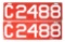 SET OF 2: CONNECTICUT PORCELAIN AUTOMOTIVE LICENSE PLATE SET NUMBER C2488.