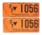 SET OF 2: MONTANA 1938 EMBOSSED TIN PRISON MADE LICENSE PLATES NUMBER 1056.