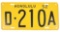 HONOLULU HAWAII 1952 EMBOSSED TIN DEALER LICENSE PLATE NUMBER D-210A