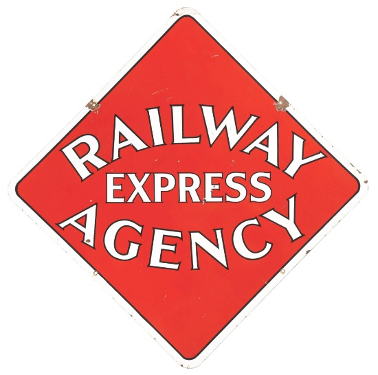 RAILWAY EXPRESS AGENCY PORCELAIN SIGN.