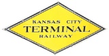 KANSAS CITY RAILWAY TERMINAL PORCELAIN RAILROAD SIGN.