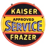 KAISER FRAZER AUTOMOBILES APPROVED SERVICE PORCELAIN SIGN W/ ADDED NEON.
