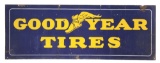 GOODYEAR TIRES PORCELAIN SERVICE STATION SIGN W/ WINGED FOOT GRAPHIC.