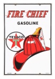 TEXACO FIRE CHIEF GASOLINE PORCELAIN PUMP PLATE SIGN.