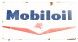 MOBILOIL PORCELAIN SIGN W/ PEGASUS GRAPHIC & COOKIE CUTTER EDGE.